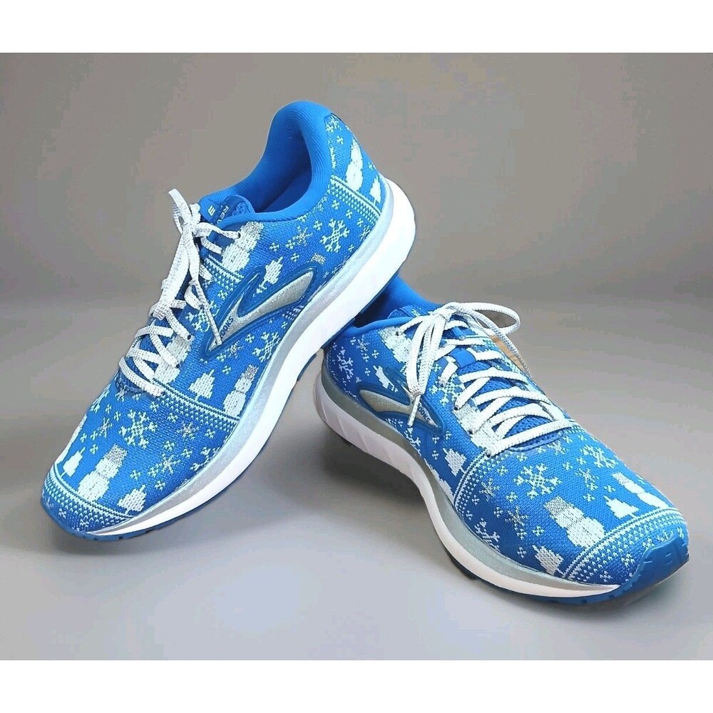 Brooks Revel 3 Men's Running Shoes 9.5 Blue Holiday Snowman Ugly Sweater Winter